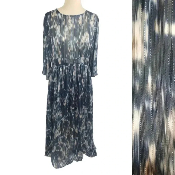 {Molly Bracken} Premium Blue Rose Spacedye Print Sheer Maxi Dress - Picture 1 of 14